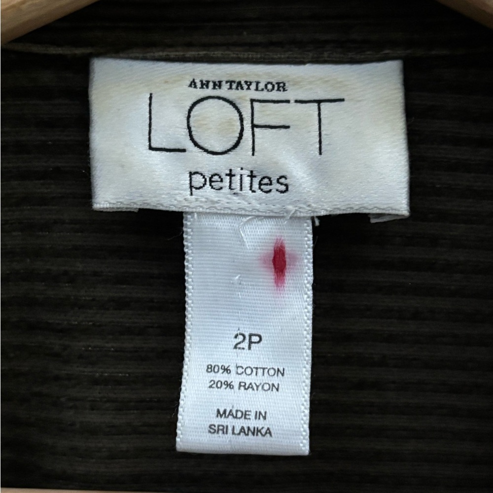 🕊️ LOFT Dark Olive Gray Corduroy Petites Blazer - Picture 3 of 16